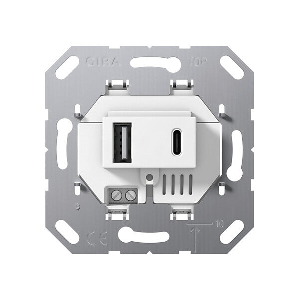 Gira USB-Spannungsversorgung 2f TypA/C Einsatz ws 234900
